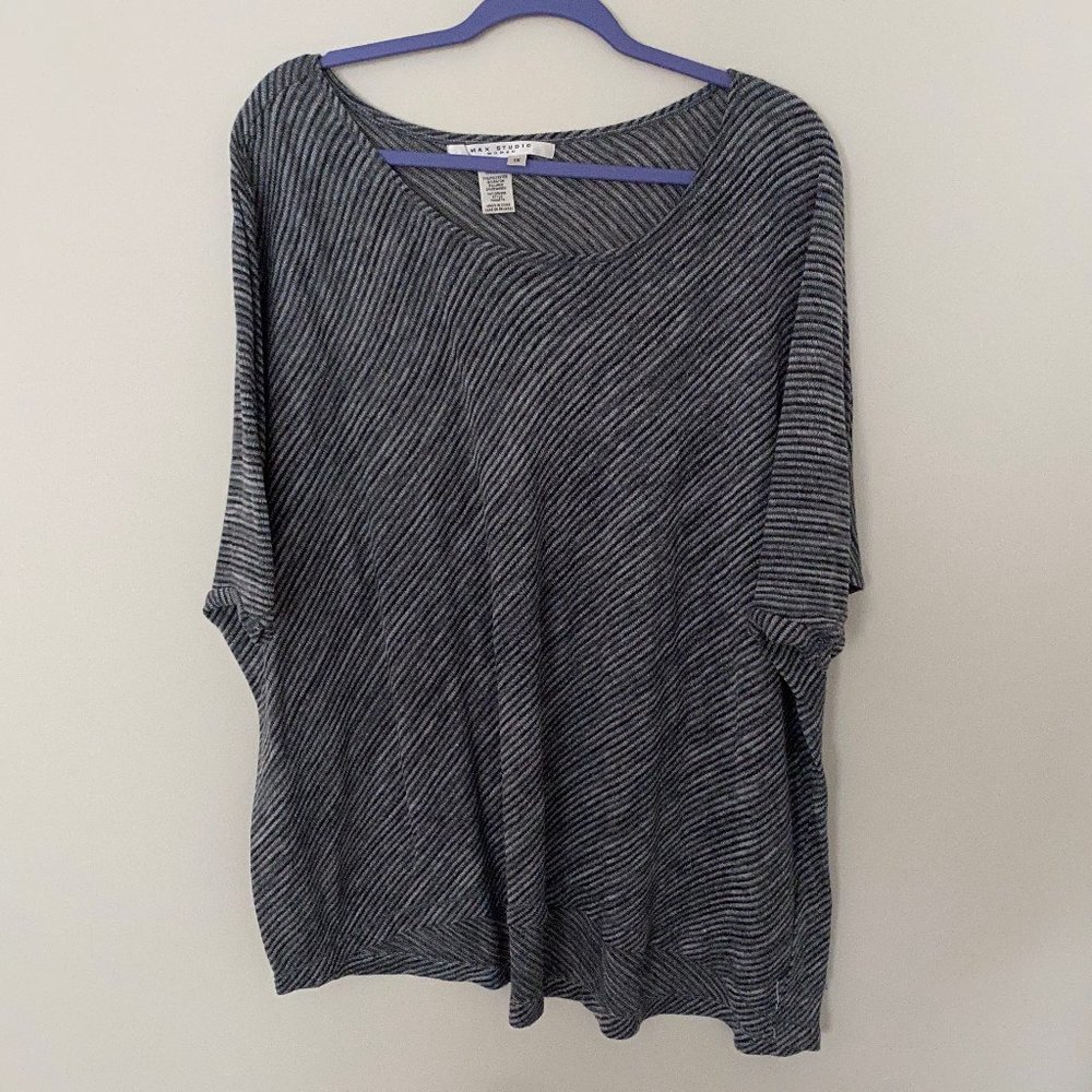 gray striped shirt